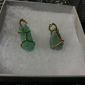 Wire wrapped green Chalcedony pendent.
